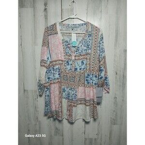 Daniel Rainn Women's Gilligan Patchwork Pintuck Top - 1X NWT